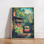 Vintage Asian Railway Landscape Canvas Wall Art Poster Decor