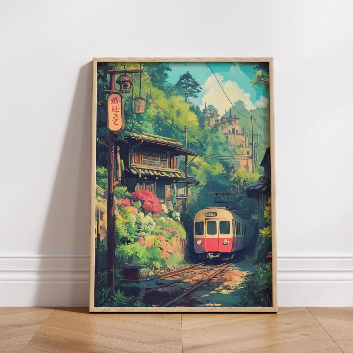 Vintage Asian Railway Landscape Canvas Wall Art Poster Decor