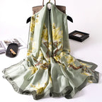 100% Natural Silk Scarf Women Luxury Brand Digital Print Flowers Silk Pashmina Shawl Female Long Bandana Foulard 2020 Oversize