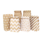 6/12/24pcs Mixed Style Kraft Craft Paper Bags Wave Dot Candy Cookie Packaging Bag Birthday Party Supplies Wedding Guest Gift Bag