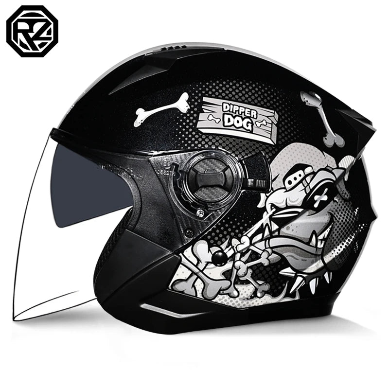 2025 Latest High Quality Motorcycle Helmet Half Covering Dual Lens Cascos para Motos Male Female Couple Capacetes de Moto