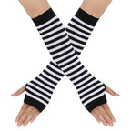 Warmer Knitted Long Fingerless Gloves Elbow Mittens Christmas Acces Gift Fashion Women Emo Gloves Lady Striped Elbow Gloves