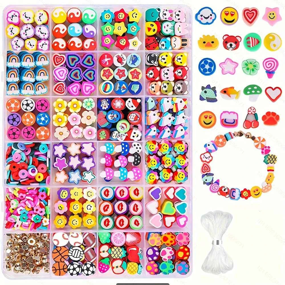 15-28Grids Polymer Clay Beads Set Letter Imitation Pearl Beads Kit Soft Pottery Beads Gift Box for DIY Craft Jewelry Making