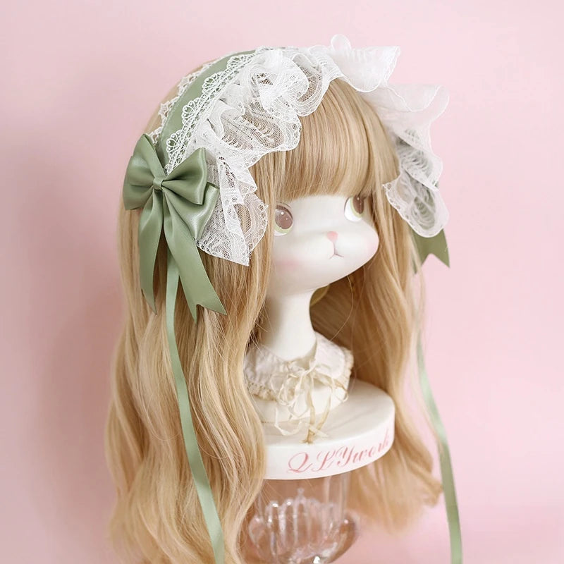 lolita headband hair accessories hair accessories sweet lace headband KC dark ribbon bow