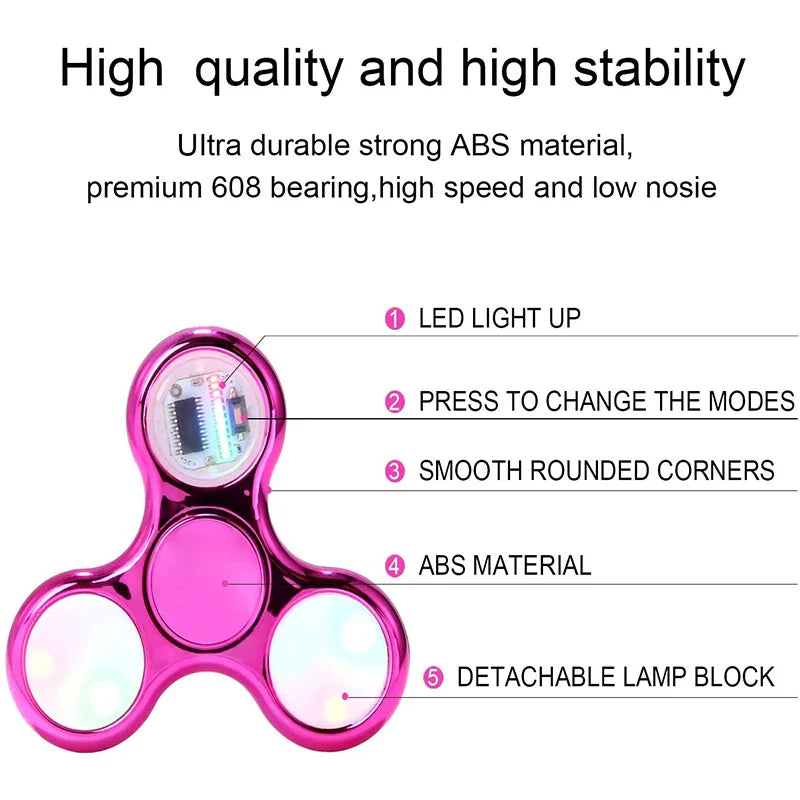 Creative LED Light Fidget Spinner Glow Fingertip Stress Relief Toy