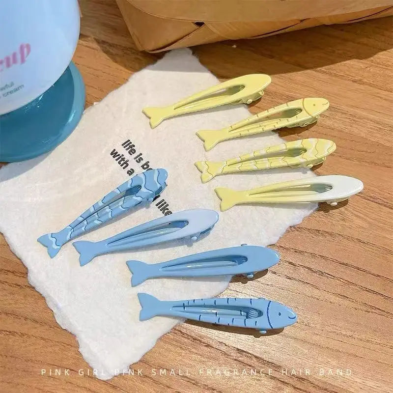 4pcs Simplicity Blue and Yellow Cute Fish Hairclip for Women Elegant Side Clip Fashion Girl Hairpin Hair Accessories