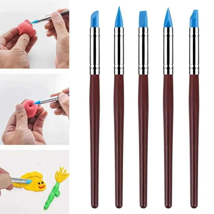 Pottery Clay Sculpture Carving Kit Pen Soft Silicone Handmade Pottery Polymer Clay DIY Cutter Clay Sculpting Tools