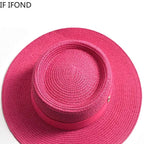 New Summer Straw Sun Hats for Women Ladies Fashion Flat Brim Ribbon Beach Hat Travel Dress Cap chapeau femme