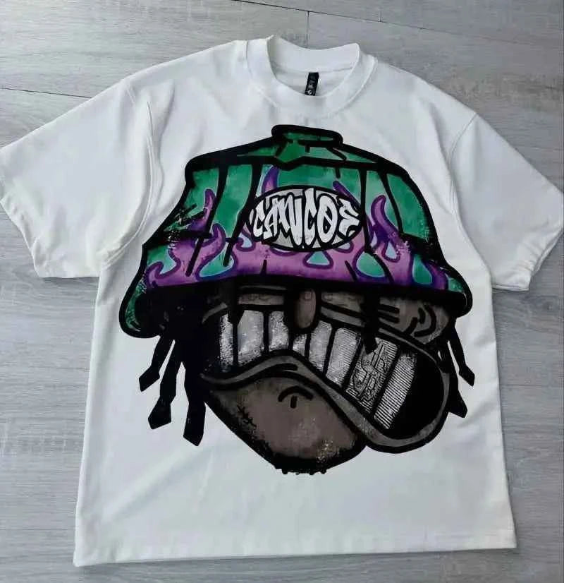 Y2k Harajuku Streetwear Men and Women Short Sleeved Fashion New Cartoon Print Design Shirt Retro Hip Hop Trend Oversized T-Shirt