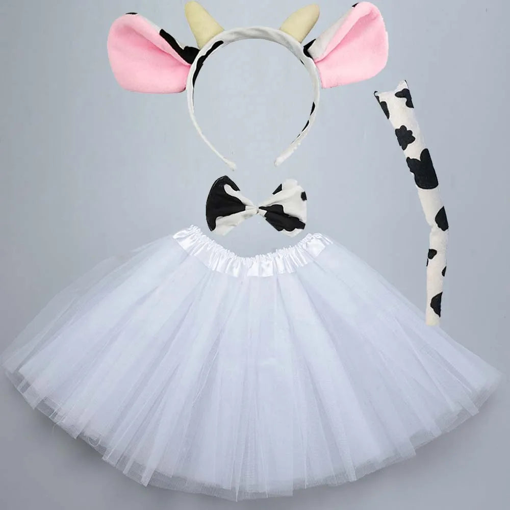 Animals  Children  Headband Tutu Skirt Tail Bow Kids  Girl Party Props Elephant Tiger Fox     Halloween Costume Cosplay