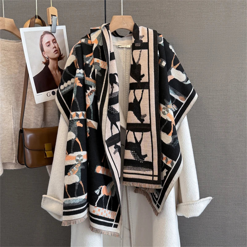 Cashmere Scarf for Women Thick Warm Winter Blanket Brand Female Luxury Quality Shawl Wrap Bufanda 2024 Poncho Echarpe Pashmina