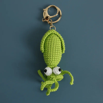 Funny Squid Crochet Keychain Cute Ocean Bag Charm