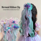 Mermaid Long Ribbon Pearl Hair Clip for Kids Cute Daily Wear Ponytail Clip Fashion Girl Photograph Haripin Hair Accessories