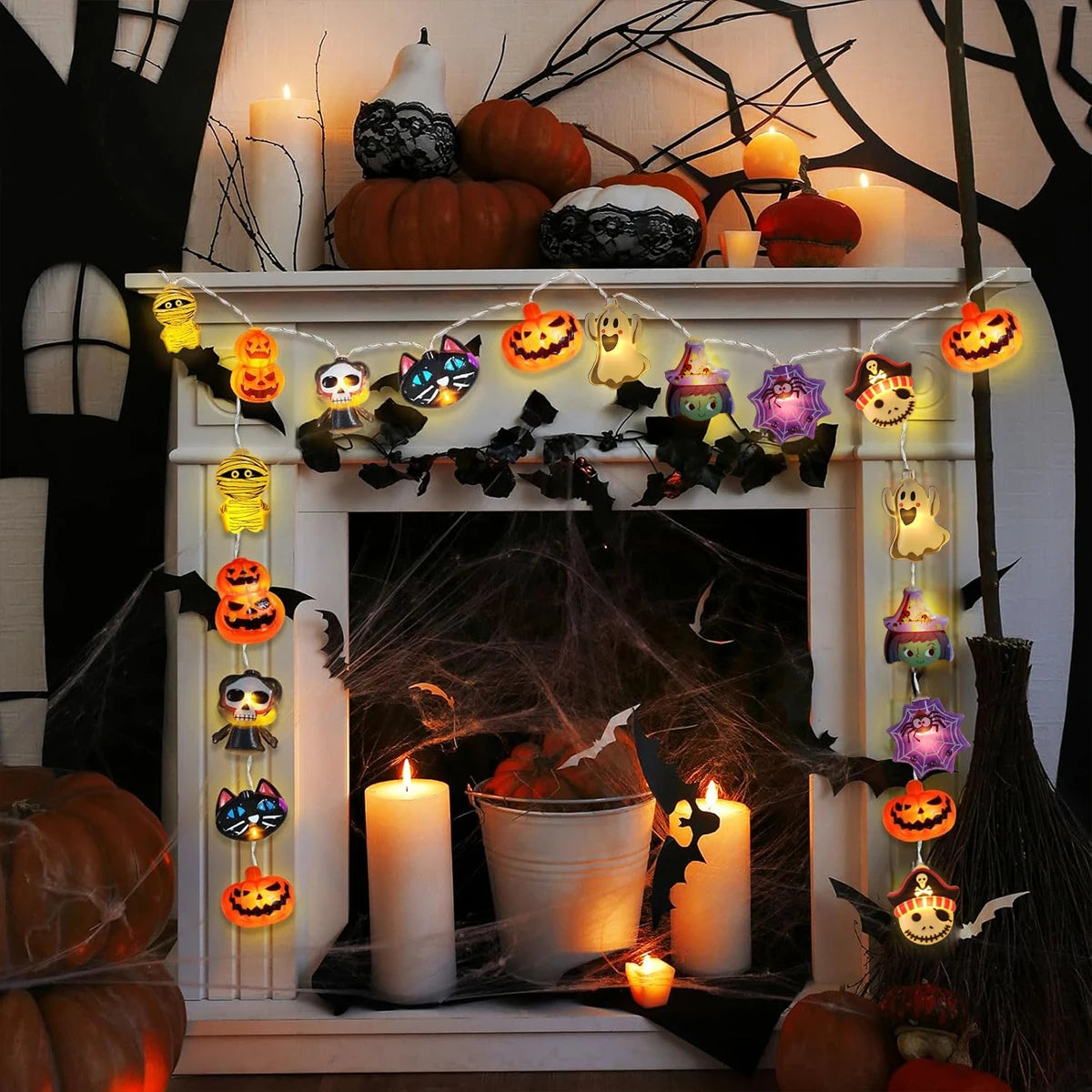 1pc Halloween LED Fairy Tale Lights Battery Operated 10/20/30LED Holiday Festival String Lights For Home Party Indoor Decoration