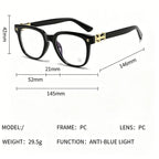 Unisex Square Anti Blue Light Glasses UV400 Gold Cross Hinge Black Clear Frame Computer Anti-Fatigue Eyeglasses