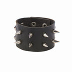 90s Heart Gothic Spike Bracelet Adjustable Punk Rock Bracelet Black Studded Faux Leather Bracelet for Men Women Gift