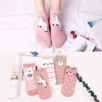 5 Pairs Lot Pack Women Socks Spring Summer Animal Unicorn Cat Fox Ear Cartoon Happy Funny Cute Lovely Cotton Ankle Socks Heart