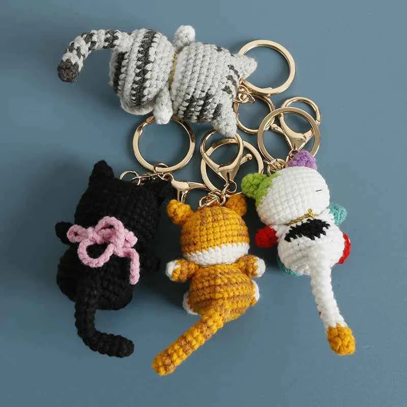 Small Cat Crochet Keychain Cute Kitten Bag Charm