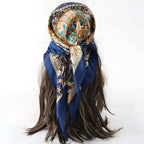 Bohemian Style Floral Print Women’s Square Silk Scarf Satin Head Wrap Tropical Leaf Flower Design Scarves Bandana Hijab