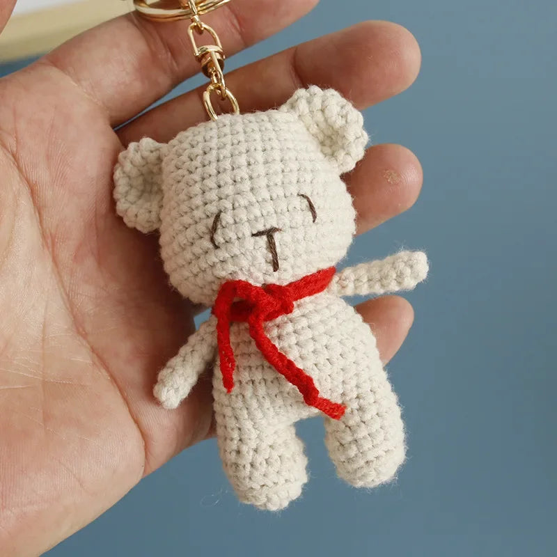 Cute Couple Bear Crochet Keychain Animal Bag Charm