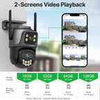 External Wifi PTZ Camera Dual Lens 4K 8MP HD Outdoor IP Camera 4MP Auto Tracking Security Protection CCTV Surveillance iCsee P2P