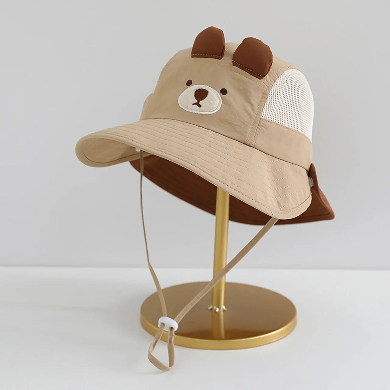 Cartoon Sunshade Baby Beach Hat Cute Bear Rabbit Ears Boys Girls Sun Visor Cap Summer Outdoor Breathable Mesh Panama Hats
