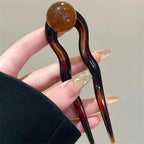 Fashion Colored Pearl U-Shaped Hair Sticks Hairpin Hair Fork Bun Sweet Trendy Acrylic Hair Clip for Women Girls Hair Accessories