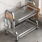 Dish Drying Rack Compact Kitchen Dish Rack Drainboard Set Large Rust-Proof Dish Drainer with Utensil Holder