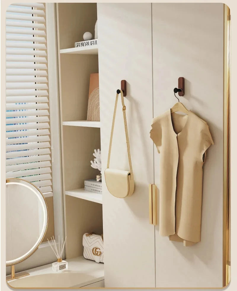 Self Adhesive Mounted Walnut Wood Wall Hooks for Hanging Coat Towel Clothes Blanket Hat Backpack Robe Entryway Key Holder