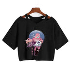 Demon Slayer T Shirt Nezuko Tshirt Women Kimetsu No Yaiba Crop Top Tees Japanese Anime Tanjirou Kamado Tops Manga T-shirt Female
