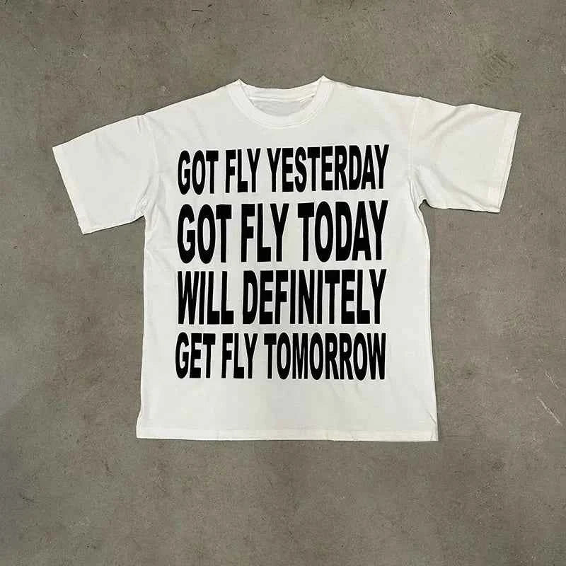 Men Y2K Cotton T-shirt Hiphop Harajuku Letter Print Retro Top Grunge Goth Streetwear Tee Punk Oversized Short Sleeve T-shirt EMO