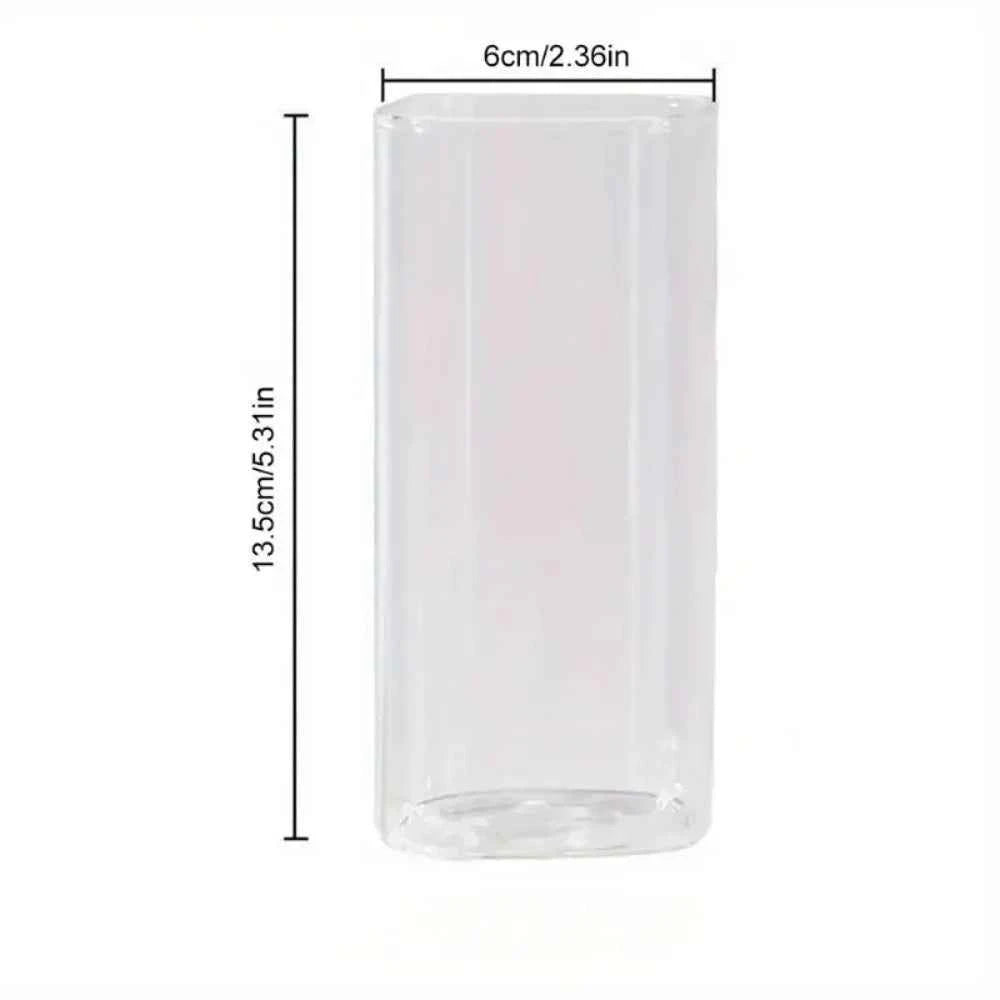 Square Heat Resistant Coffee Glass Cup With Lid and Straw 1pc Heat Resistant Glass Cup For Milk Tea Juice Iced Coffee & Smoothie