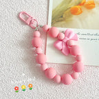 Pink Pearl Bow Keychain, Mobile Phone Chain, Earphone Bag, Anti-Lost Rope, Car Keychain, Beaded Pendant, Backpack Pendant Access