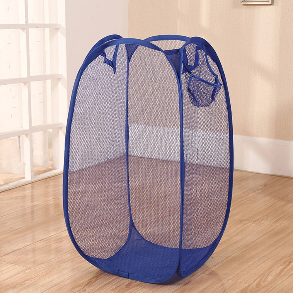 Mesh breathable laundry basket, foldable large size 40 * 40 * 70 miscellaneous laundry basket, simple and large capacity miscell