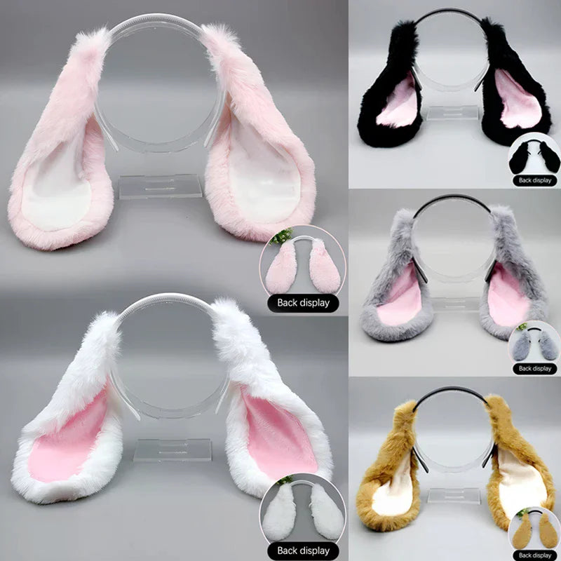 1PC Cute Bunny Ears Headband Plush Rabbit Hair Hoop Headwear Cosplay Costume Hair Accessories For Adults Party