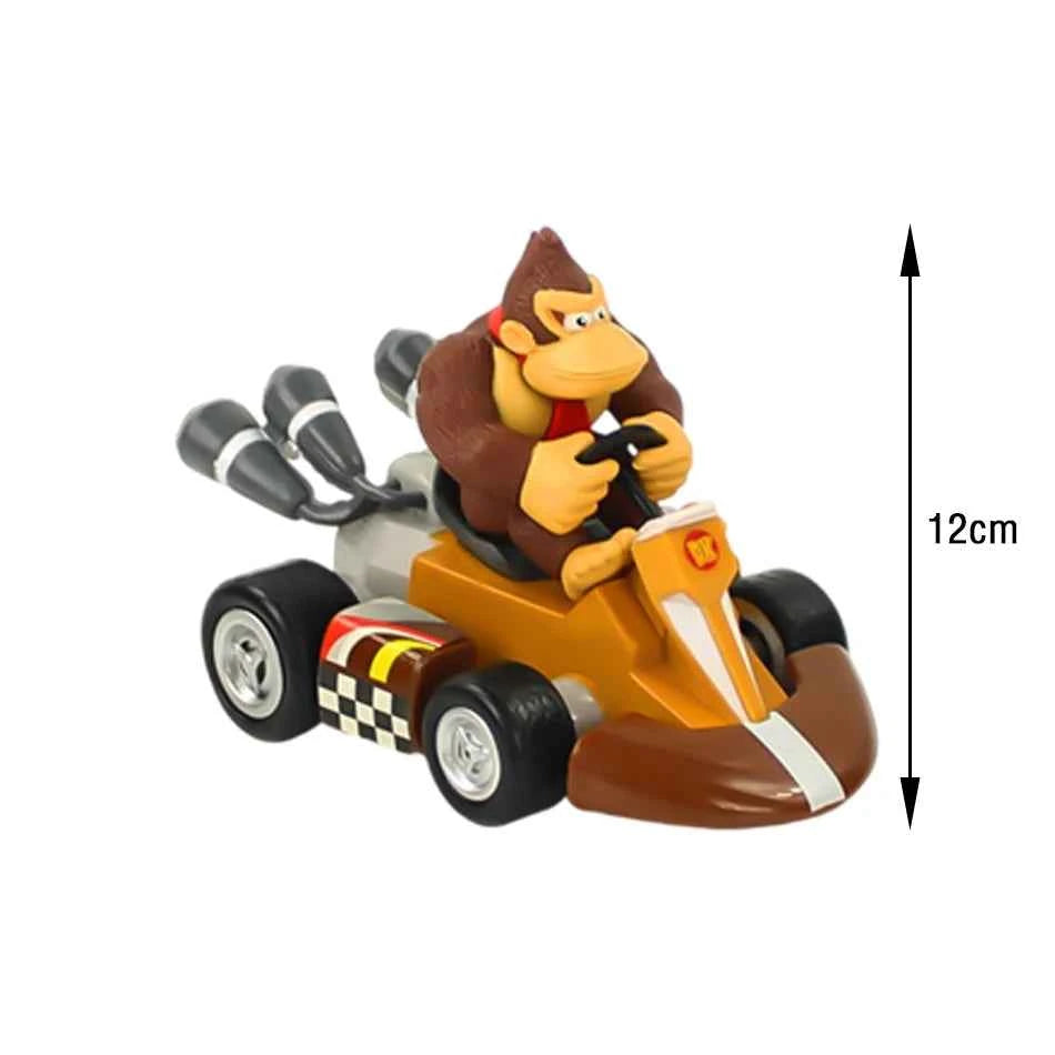 12cm 7pcs Anime Mario Power Car Mario Kart Cartoon Action Figure Cute PVC Model Desktop Ornaments Children's Toys Holiday Gifts