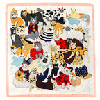 2025 Silk Shawl Print Headscarf Cat Hair Wrap Neckerchief Female Satin Square Scarf For Women Headband Foulard Hijab Bandana