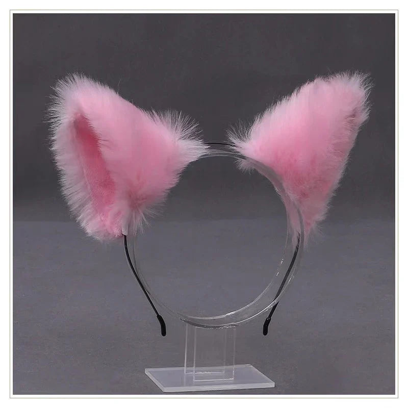 Lolita Animal Cat Fox Ear Hair Hoops Cosplay Girls Halloween Anime Headbands Headwear Hair Accessories