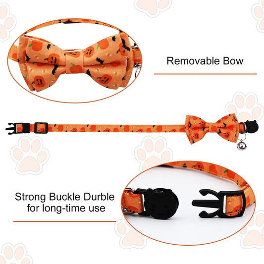 Adjustable Cat Bow Tie Collar – Festive Halloween Design