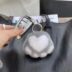 Cat Paw Pendant Keychain Couple Keychain Fluffy Faux Fur Keychain Charm Cute Soft Plush Toy Key Ring Backpack Car Key Pendant