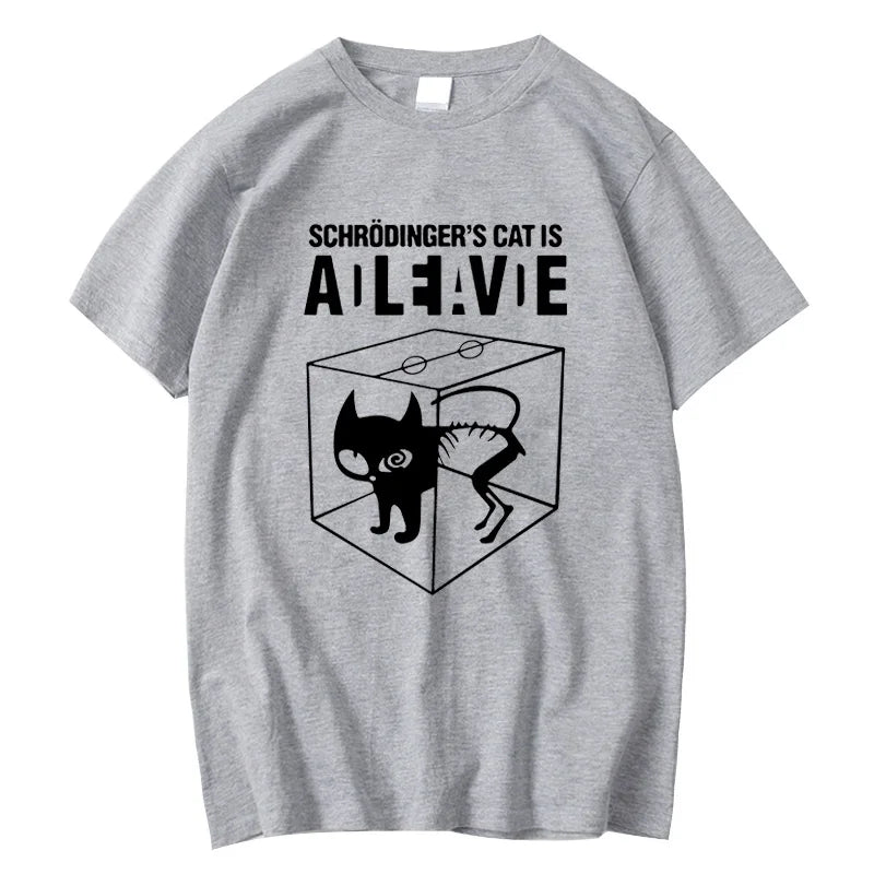 Men's T-shirt Top Quality Cotton Blend Schrodinger's Cat Print Short Sleeve Men T Shirt Casual The Big Bang Theory Mens Tshirt