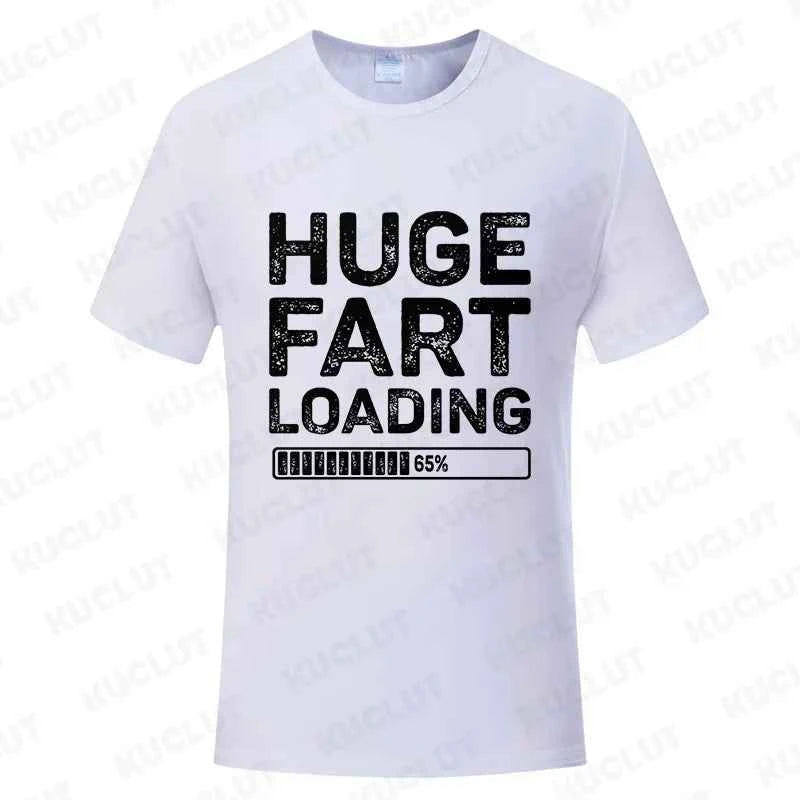 Huge Fart Loading Men's T-shirt Humor Tee Joke Gag Tshirt for Dad Gifts Guys Male Clothes Short Sleeve Tees Funny Graphic Tops