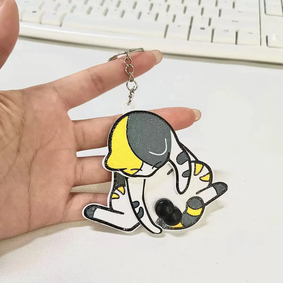 Creative Play Egg Cat Keychain Rotatable Keychain School Bag Pendant Hand-Made Gift Decompression Toy Hot Sale