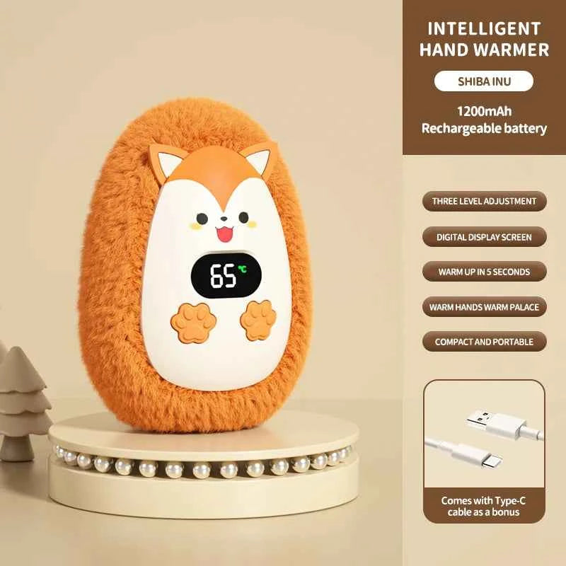 Plush Hand Warmer Winter Mini Portable Three-speed Adjustment Battery Life Long-lasting Smart Temperature Control Hand Warmer