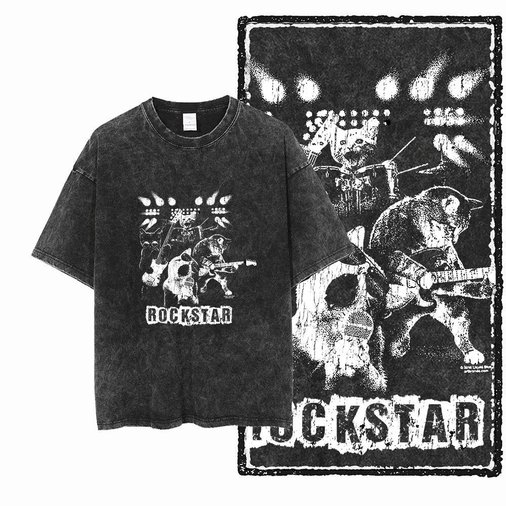 COOLMIND DB Cat Printed Cotton Acid Washed Exclusive Graphic Unisex T Shirt Cool Streetwear Men Tshirts Big Size Tee for Men