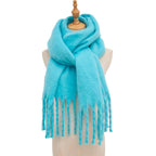 2025 Women Scarf Winter Warm Thick Shawl Wraps Fashion Solid Color Pashmina Scarves Long Tassel Hijab Stoles Bufanda Cashmere