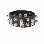 90s Heart Gothic Spike Bracelet Adjustable Punk Rock Bracelet Black Studded Faux Leather Bracelet for Men Women Gift