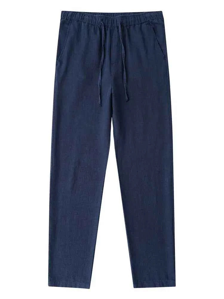Casual Cotton Linen Chino Pants Men Wide Leg Lightweight Baggy Cotton Sweatpants Male Sport Jogger Straight Work Trousers