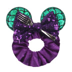 Cute Mouse Ears Velvet Scrunchies Hairband Women Elastic Ponytail Holder Girls Sequin Bow 2023 Kids Party DIY Hair Accessories