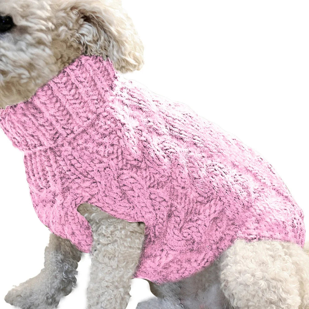 Autumn & Winter Knitted Dog Sweater – Warm, Soft, and Stylish Solid Twist Design for Small Pets